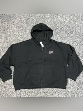 VS PINK Black Bling Sweatpants & Full Zip-up Hoodie Size Large NWT